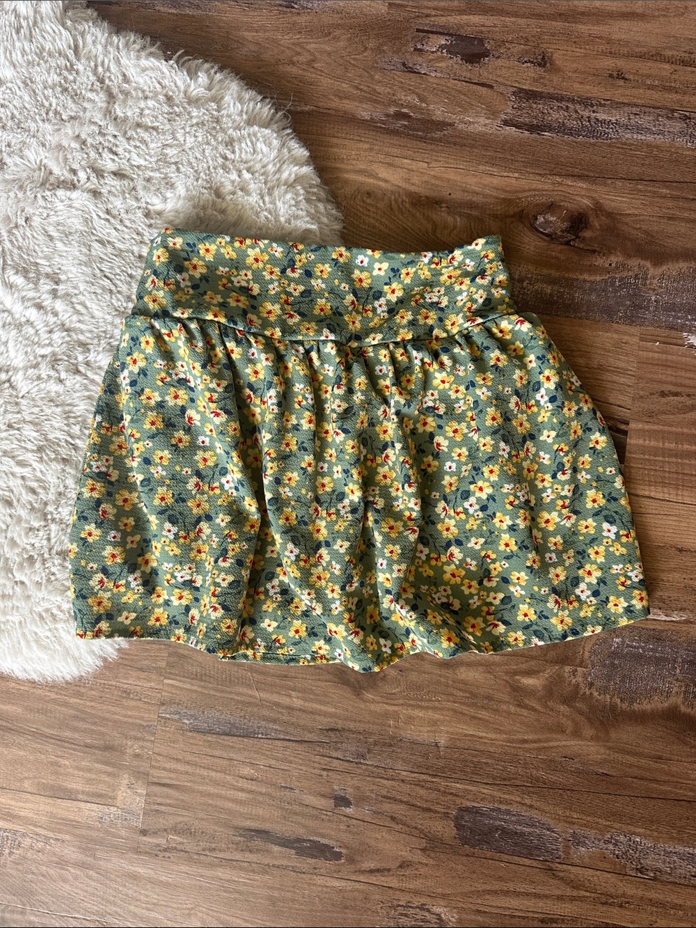 Speechless kids Olive Green Floral Gathered Skort with Yellow & Cream Flowers